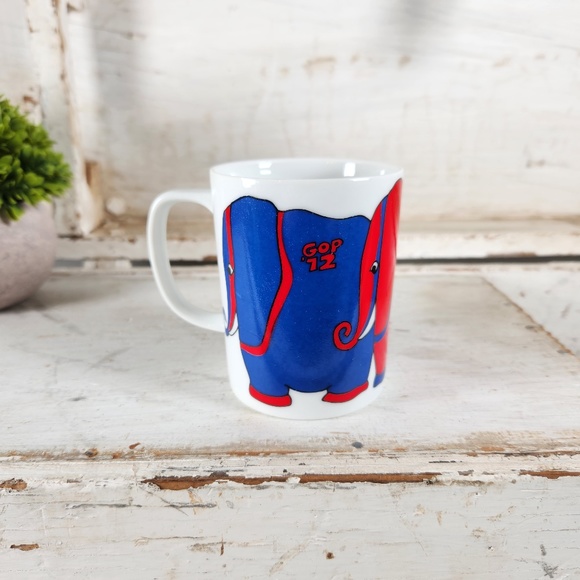 VTG 1972 Fitz & Floyd GOP Red Blue Elephant Republican Party Coffee Mug - Picture 4 of 10